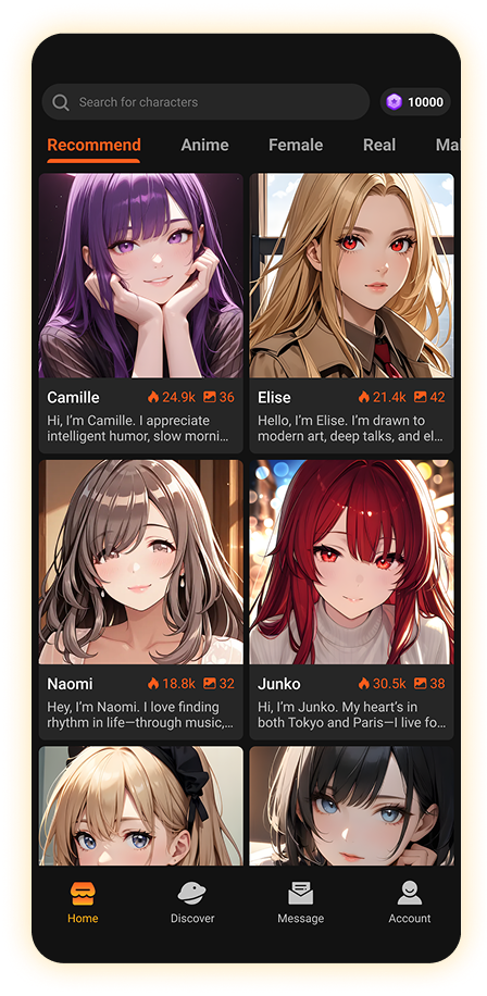Discover recommended AI characters